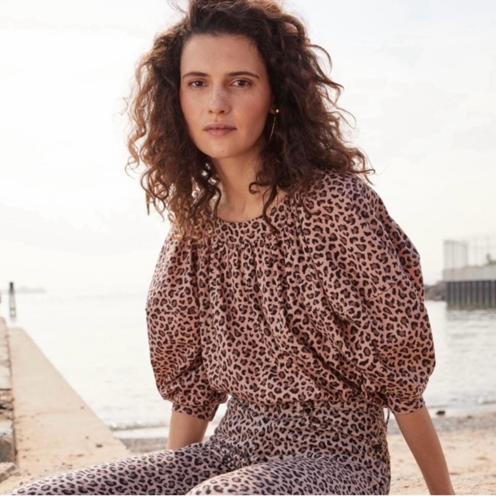 La Vie Rebecca Taylor Ocelot poplin top Size Small - Picture 17 of 17